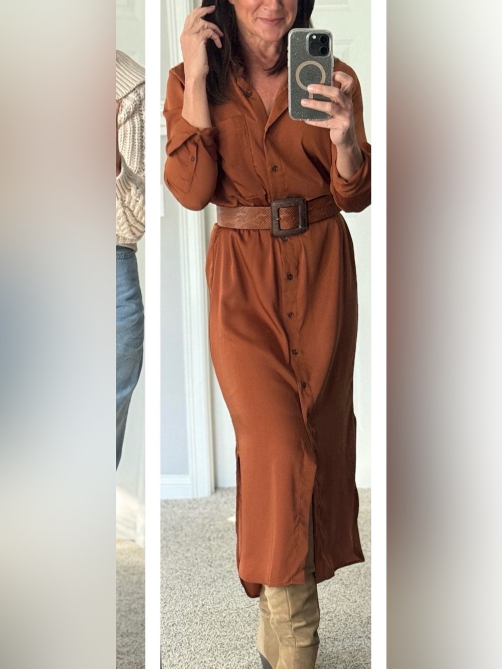 Banana Republic Terracotta Button-Up Shirt Dress